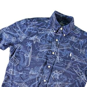 Polo Ralph Lauren Classic Fit Aviation Print Ss Oxford Shirt Mens S Retail $125